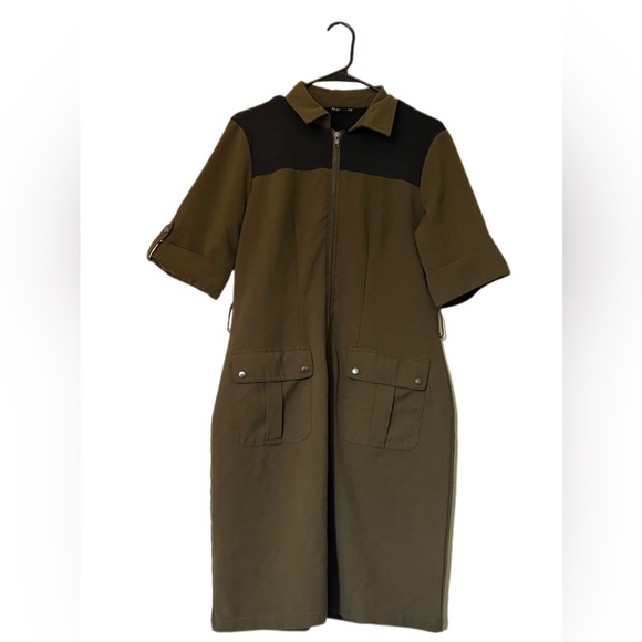 Dark Military Green Dress - Picture 1 of 3